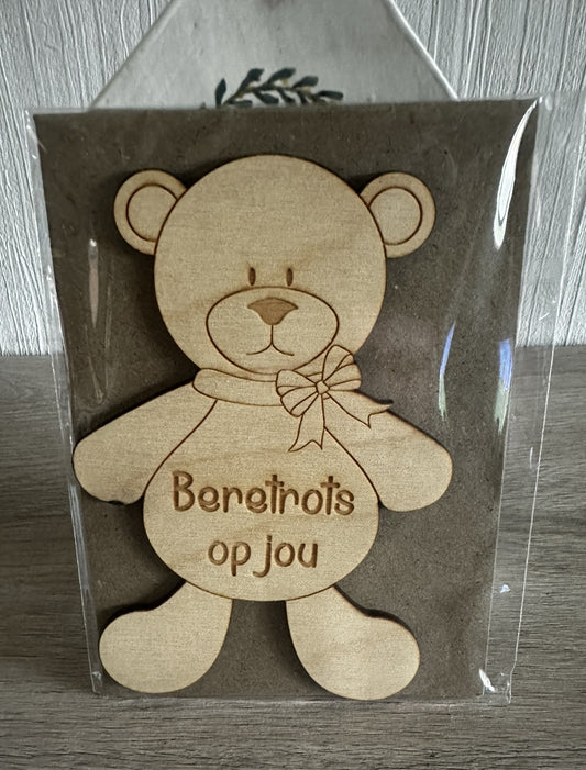 Houten wenskaart beretrots op jou