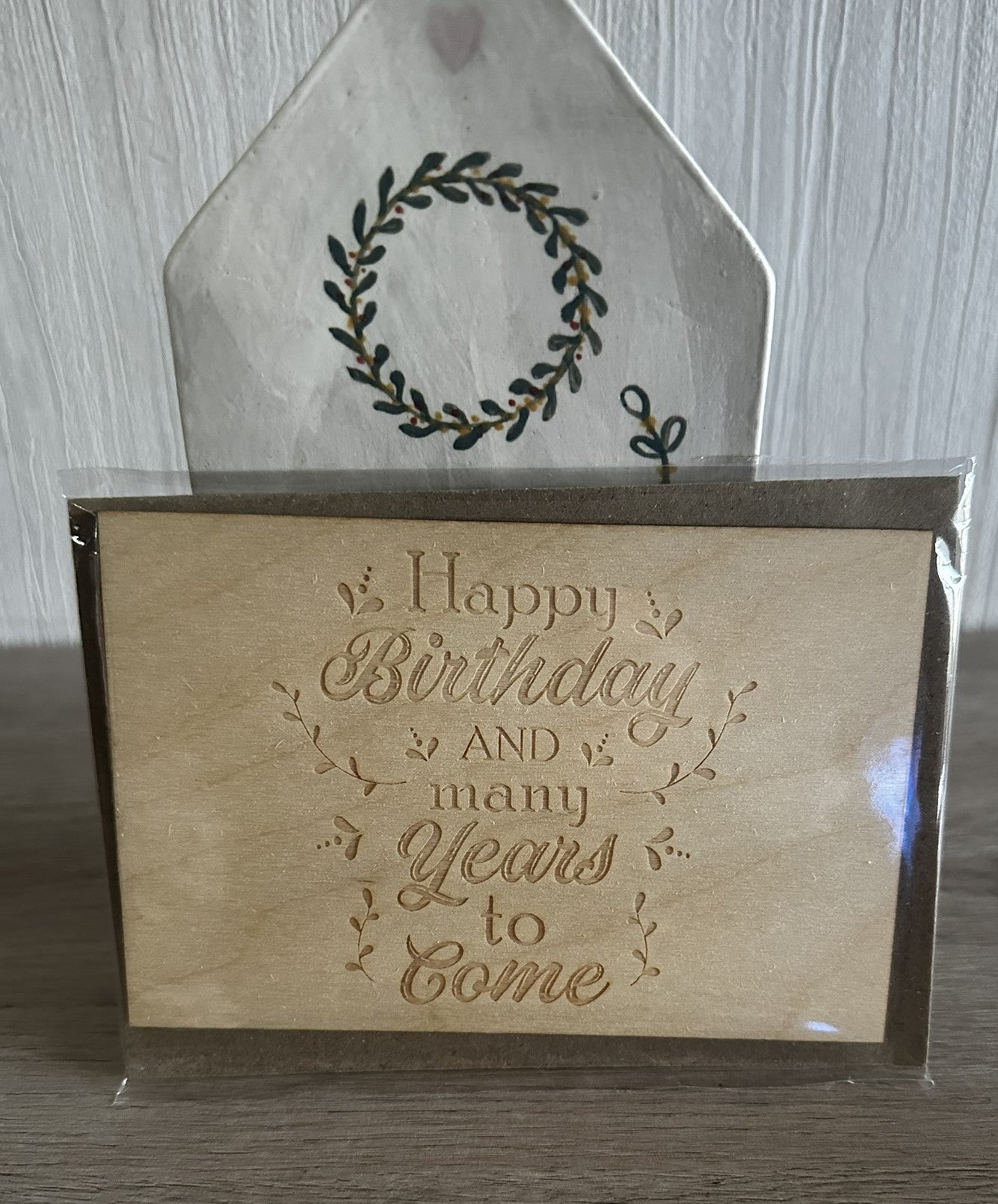 Houten wenskaart Happy Birthday