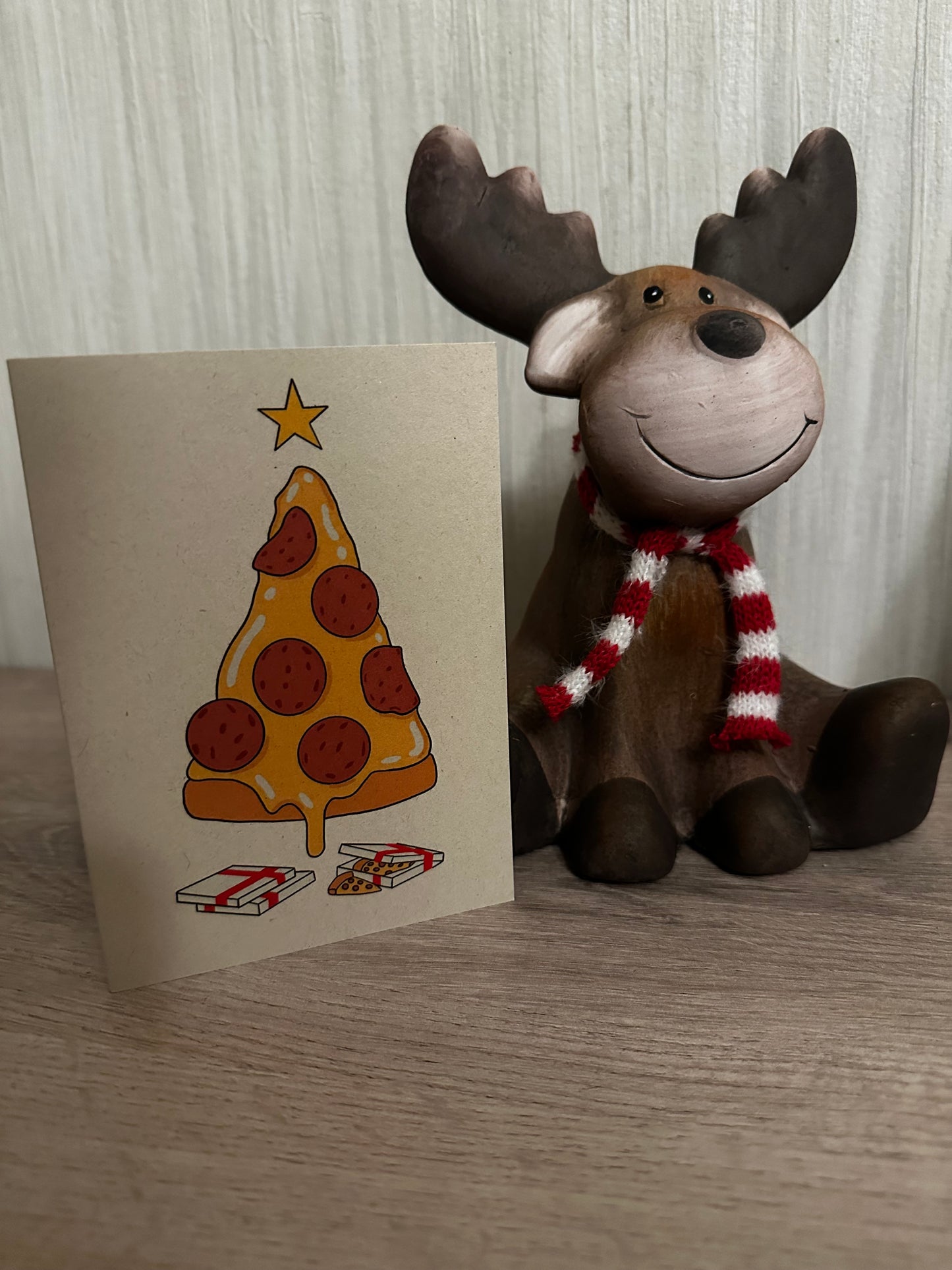 Kerstkaart Pizza Kerstboom