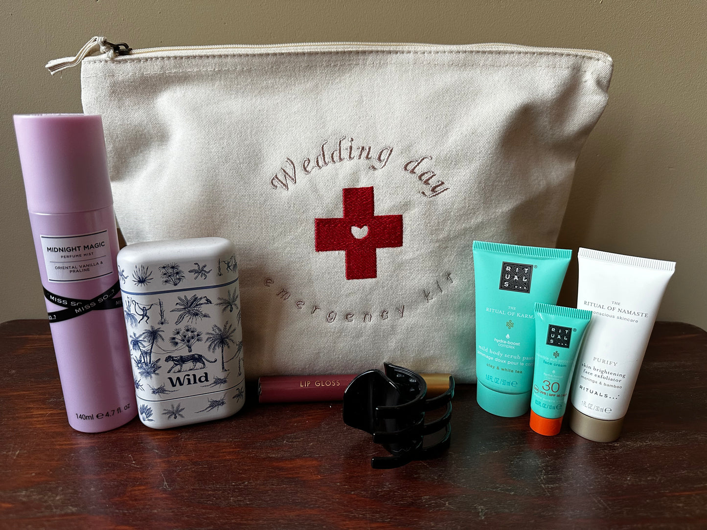 Geborduurde toilet-/make-uptas