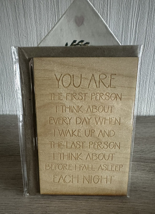 Houten wenskaart You Are The First Person ...